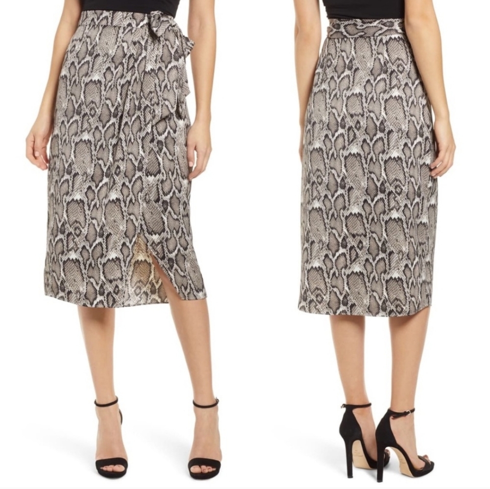 Revolve AFRM Wrap Midi Skirt Women's S Animal Print Statements